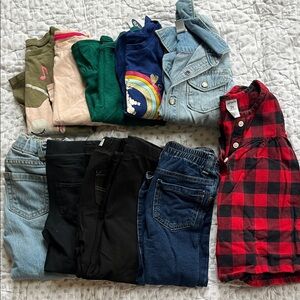 3T girls GAP Oshkosh Carters winter bundle red checker, chambray, denim